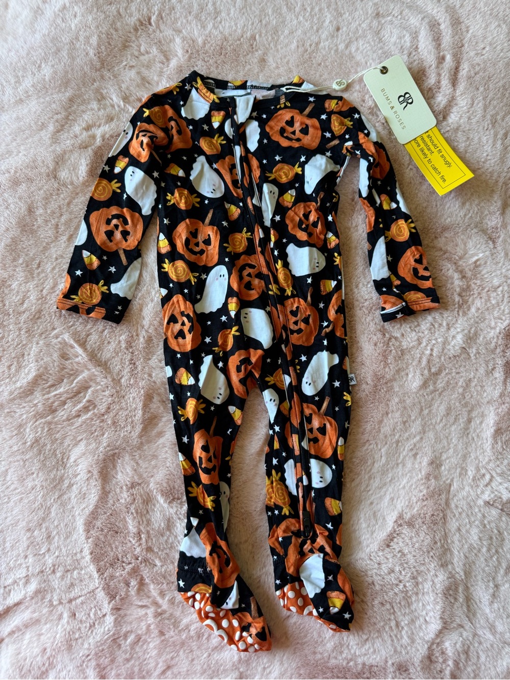 NWT Bums & Roses “You’ve been ghosted” Halloween Convertible Romper Size 6-9 mo